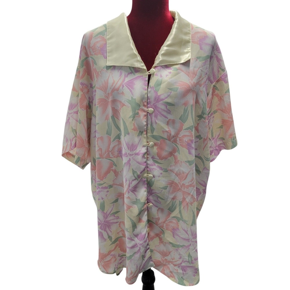 Victoria's Secret VTG Gold Lable Floral Button Front Lounger Nightshirt M/L H487